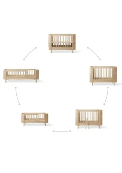Babybett 'Wood Mini+' Eiche 122-162 x 68 cm