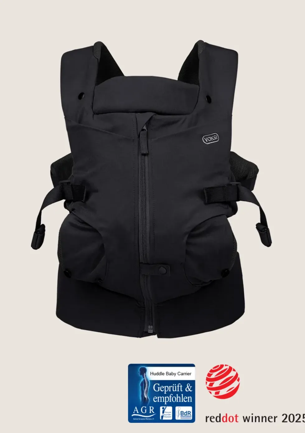 Babytrage mit Reißverschluss 'Huddle' Black