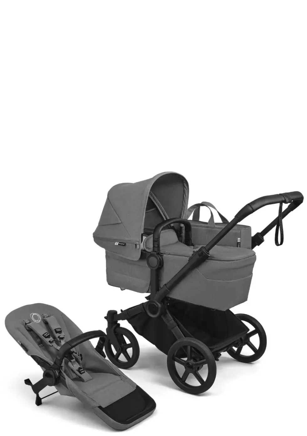 Donkey 6 Double' Bundle – Unverzichtbares Kinderwagen-Set Moon Grey
