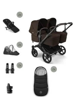 Donkey 6 Twin' Bundle – Unverzichtbares Kinderwagen-Set Cocoa Brown