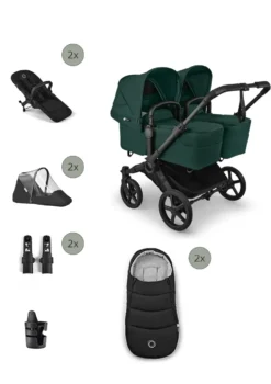 Donkey 6 Twin' Bundle – Unverzichtbares Kinderwagen-Set Fern Green