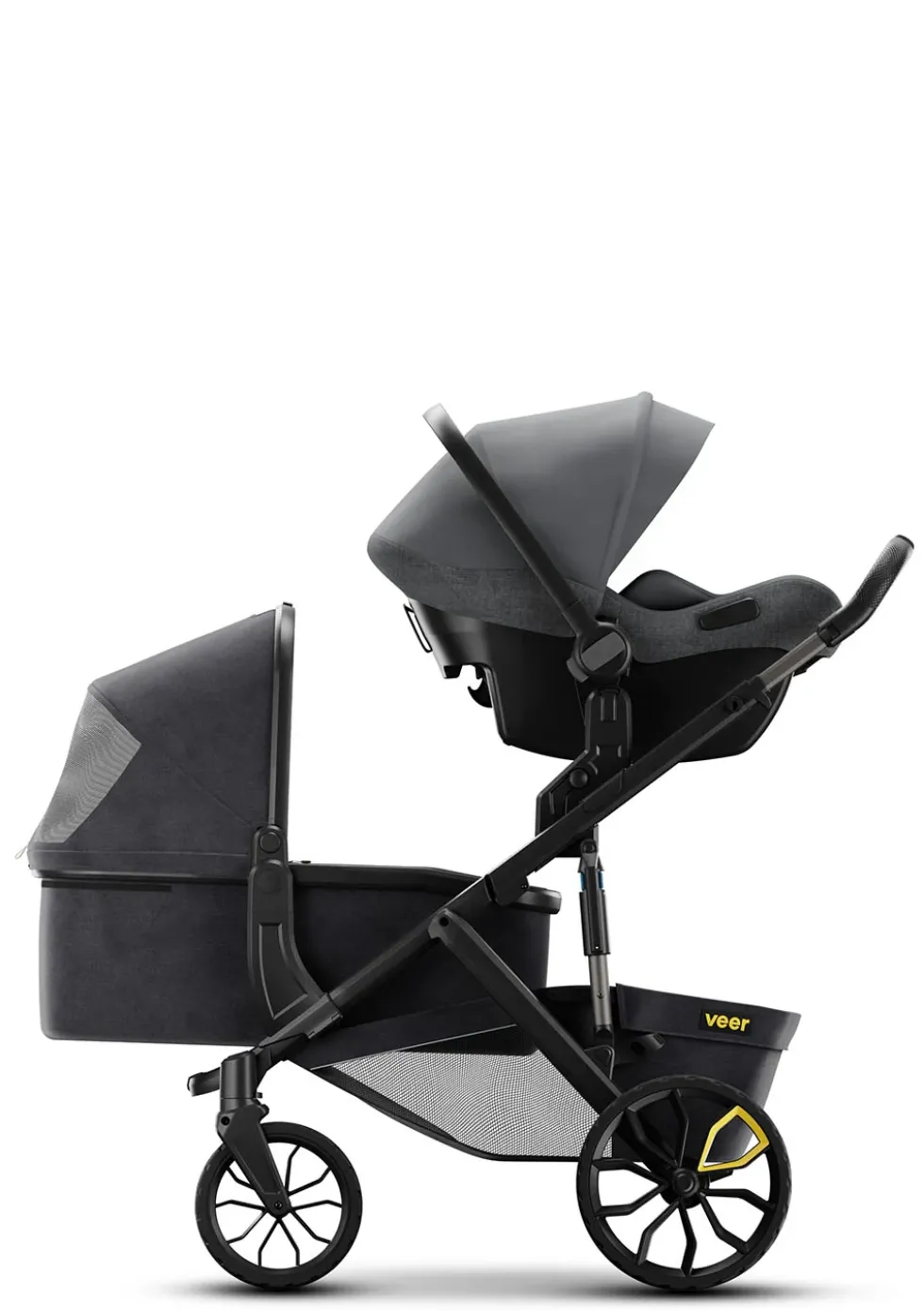 Duo Erweiterungsadapter / Doppel-Kinderwagen-Umbausatz dunkelgrau / schwarz