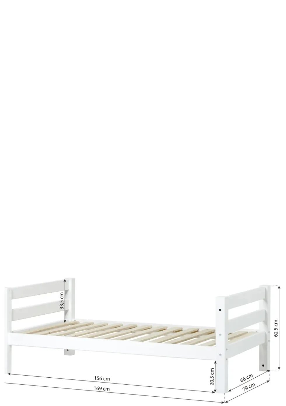 ECO Luxury' Einzelbett ohne Bettgitter weiß 70 x 160 cm