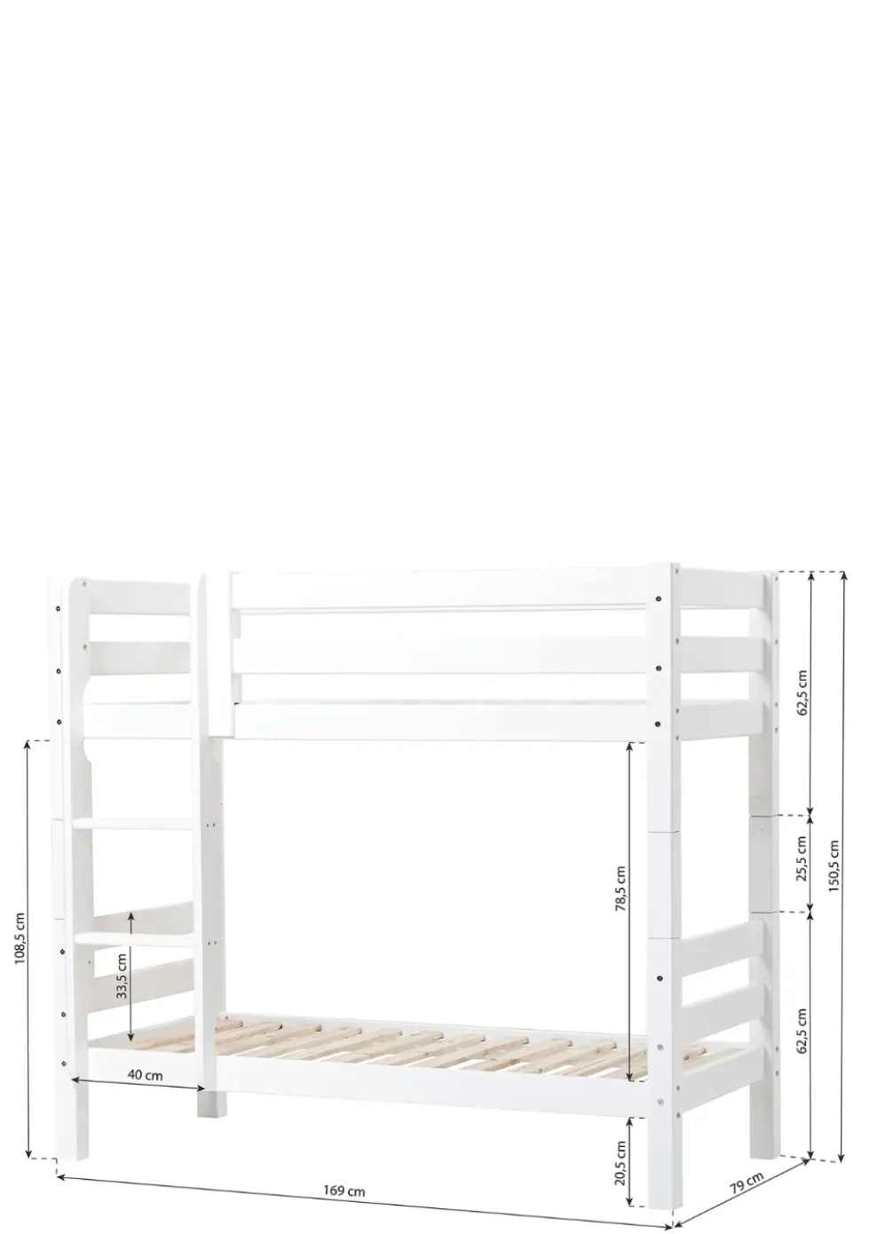 ECO Luxury' Etagenbett weiß 160 x 70 cm