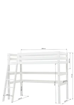 ECO Luxury' Hochbett mit Schreibtisch weiß 200 x 90 cm