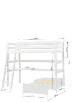 ECO Luxury' MEGA-Bett mit Schreibtisch & Lounge-Modul weiß 200 x 90 cm