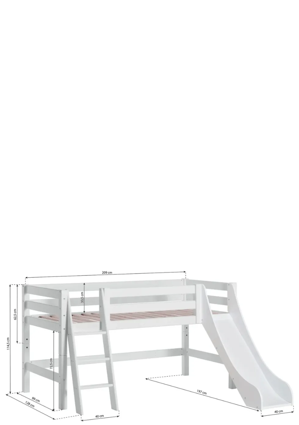 ECO Luxury' Spielbett mit Rutsche weiß 200 x 90 cm