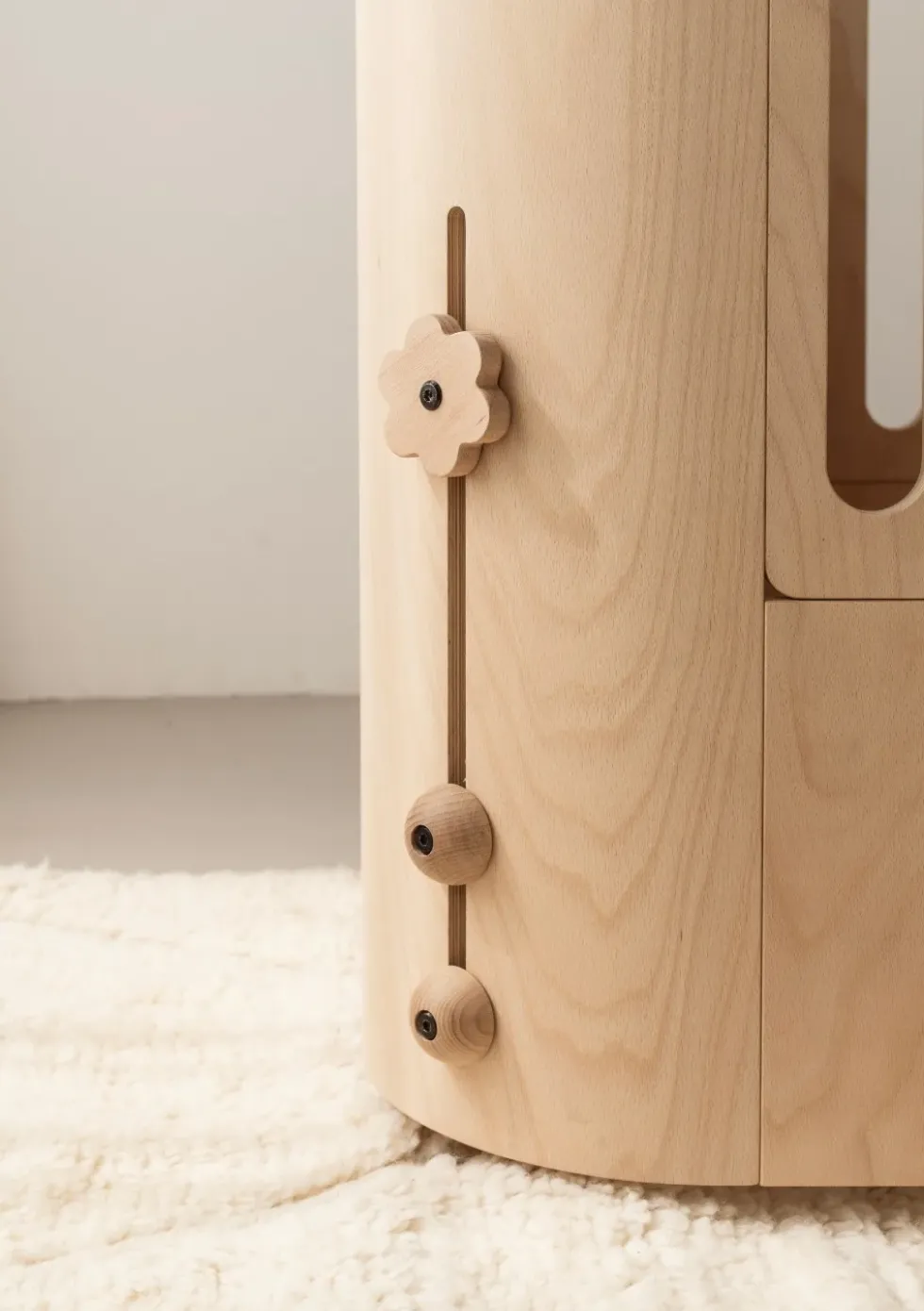 4er-Set Buchenknäufe 'Blume' für das 4-in-1 Babybett