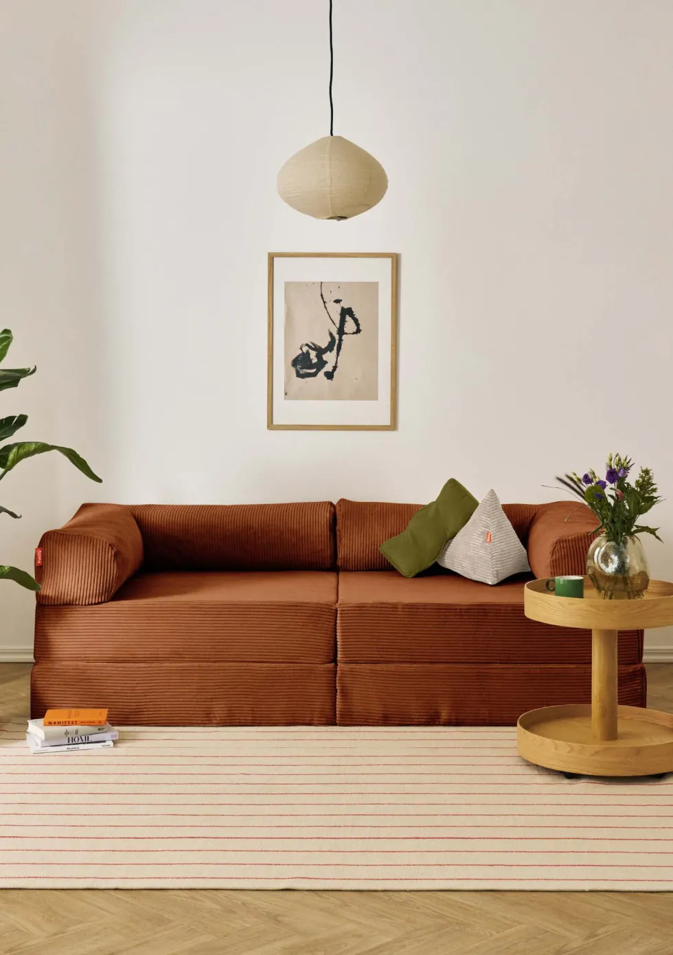 Family Sofa Cord Rost Orange