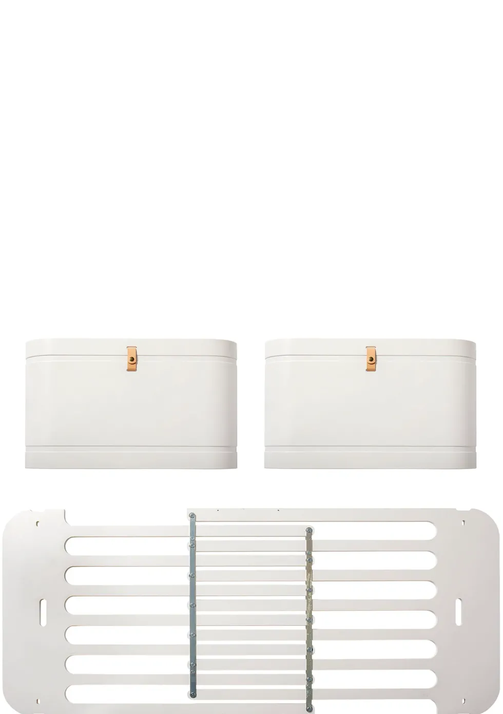 Geschwisterset für 'Wood Mini+' Babybett inkl. Junior-Erweiterung zu zwei Betten Weiß