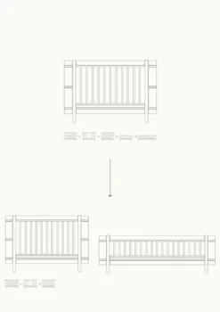 Geschwisterset für 'Wood Mini+' Babybett inkl. Junior-Erweiterung zu zwei Betten Weiß