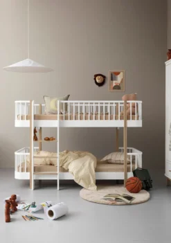 halbhohes Etagenbett 'Wood Original' Weiss / Eiche 200 x 90 cm