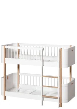 halbhohes Etagenbett 'Wood Mini+' weiß / Eiche 162 x 68 cm