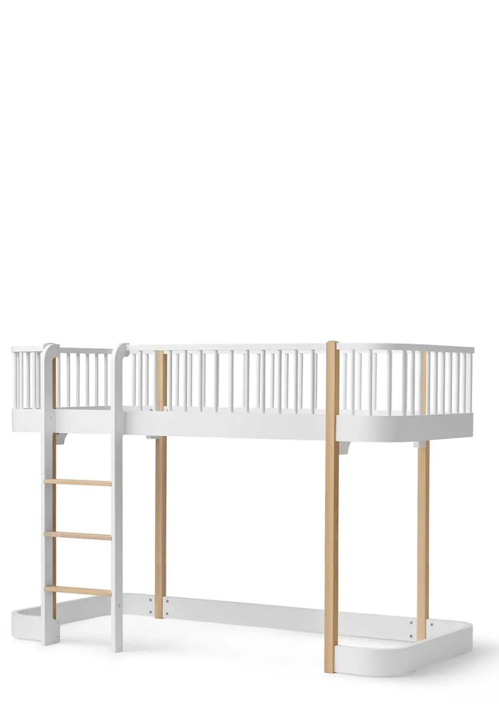 halbhohes Hochbett 'Wood Original' weiß / Eiche 200 x 90 cm