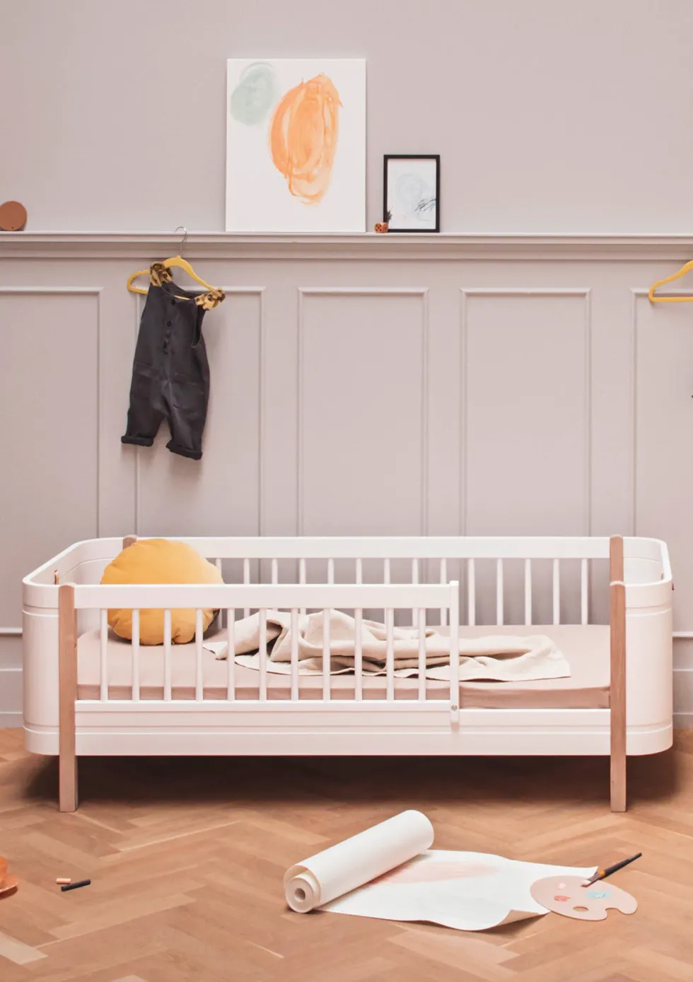 Juniorbett 'Wood Mini+' weiß / Eiche 162 x 68 cm