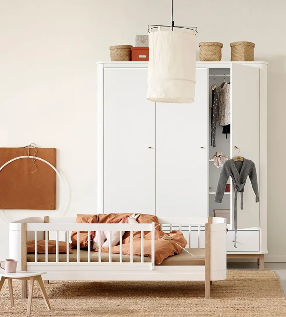 Juniorbett 'Wood Mini+' weiß / Eiche 162 x 68 cm
