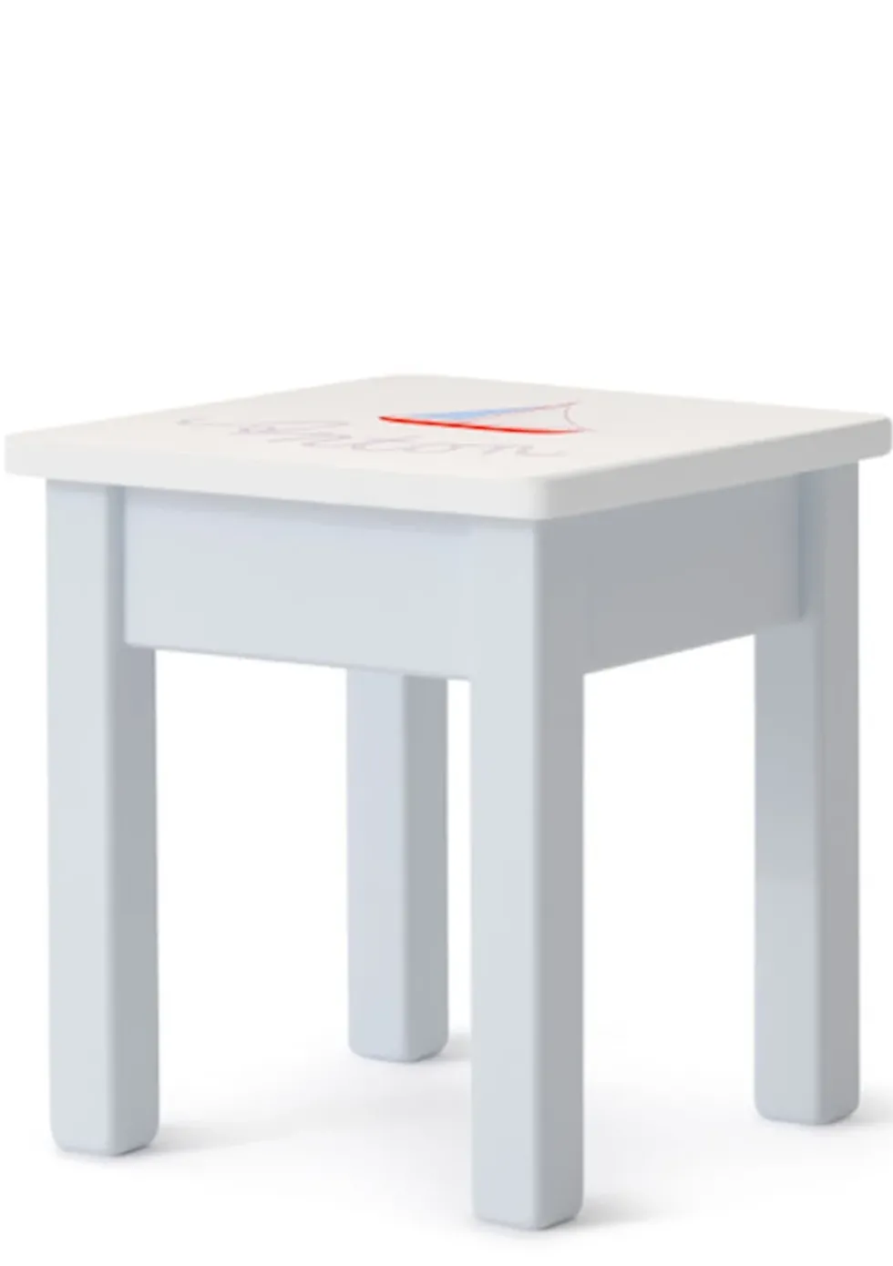 Kinderhocker hellblau handbemalt