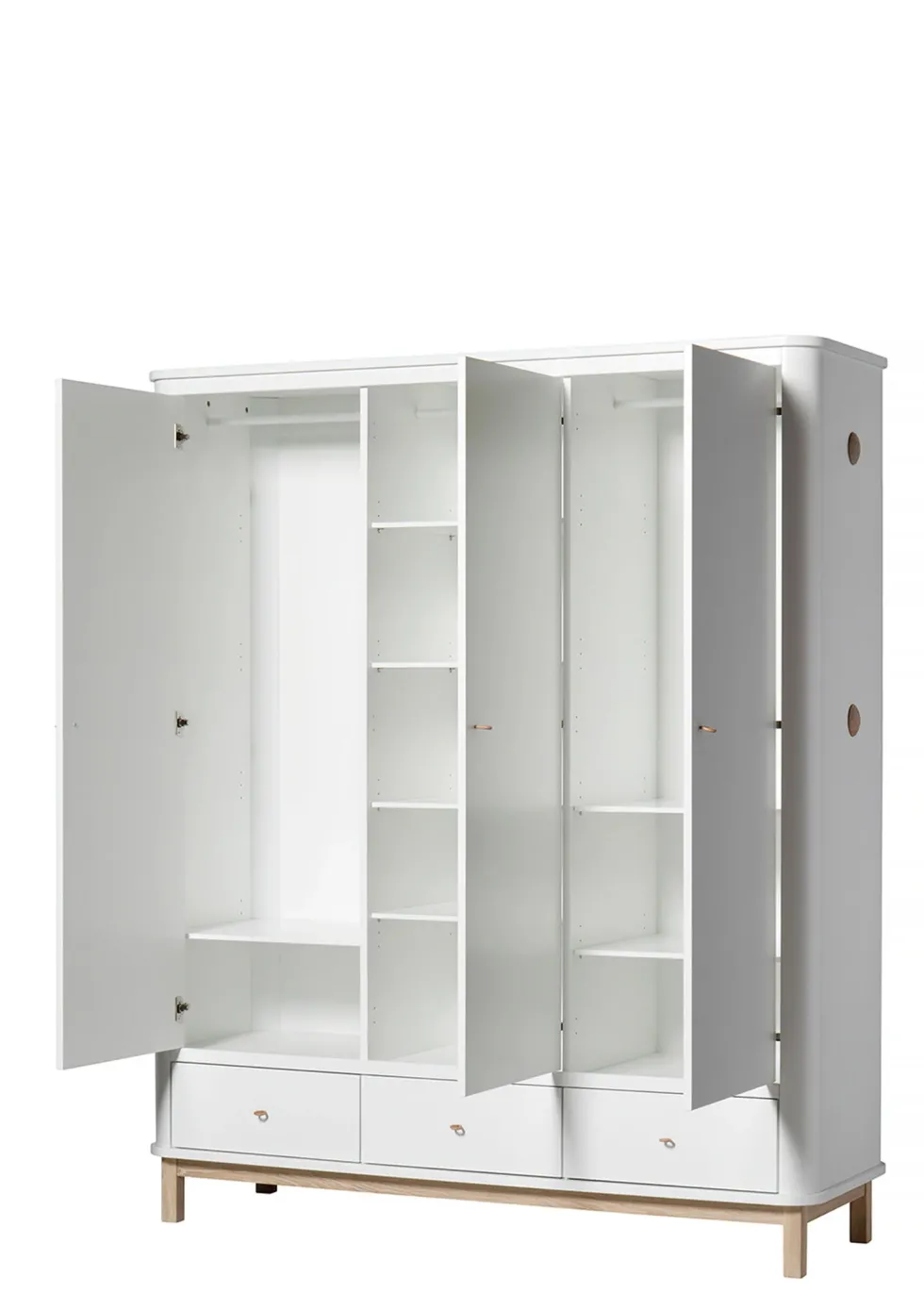 Kleiderschrank 'Wood' 3-türig weiss / Eiche