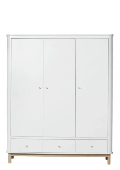 Kleiderschrank 'Wood' 3-türig weiss / Eiche