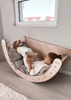 Kletterbogen Birke Natur inkl. Kissen Cord Koala Grau