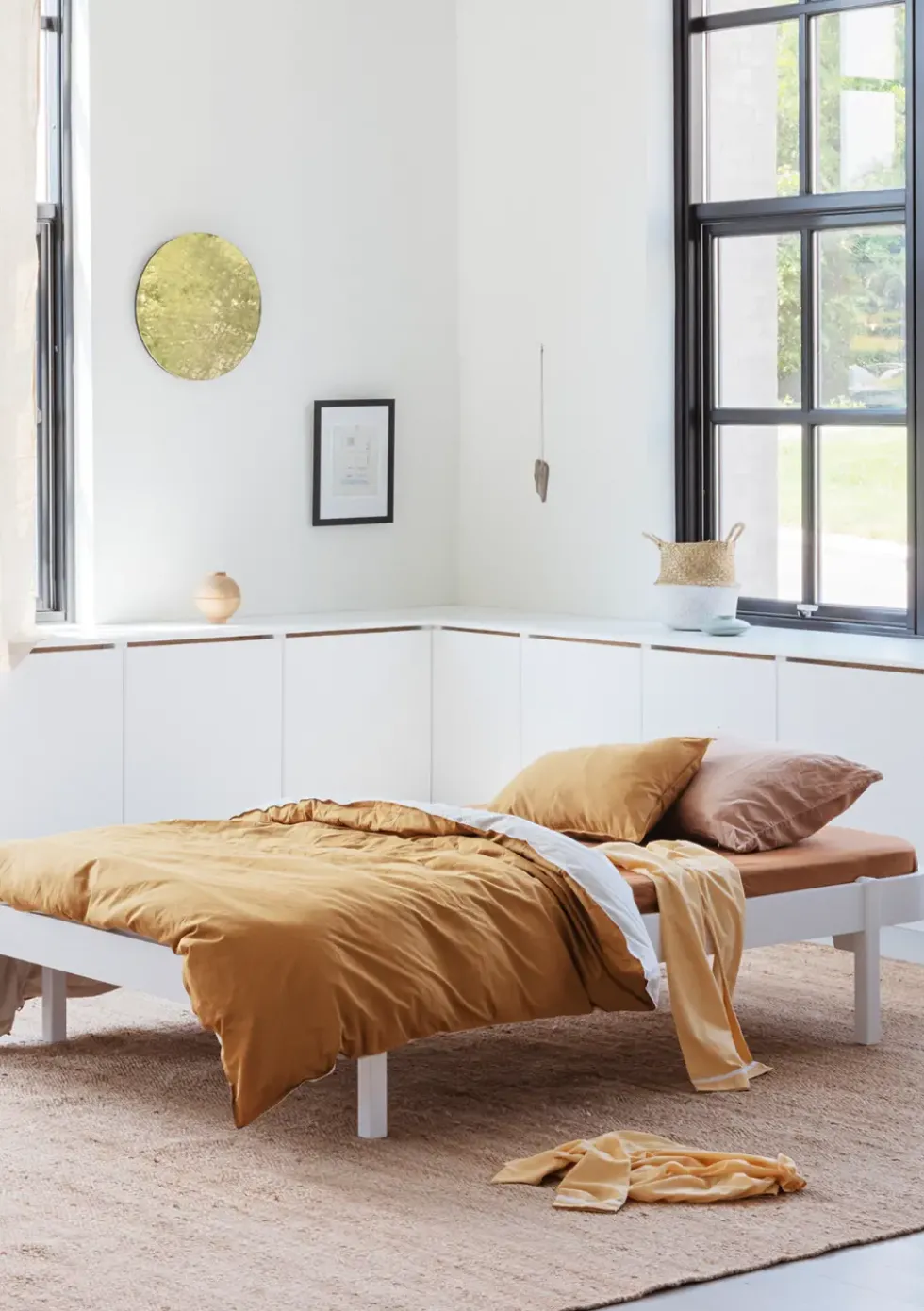 Lounger Bett 'Wood' Weiß 200 x 120 cm
