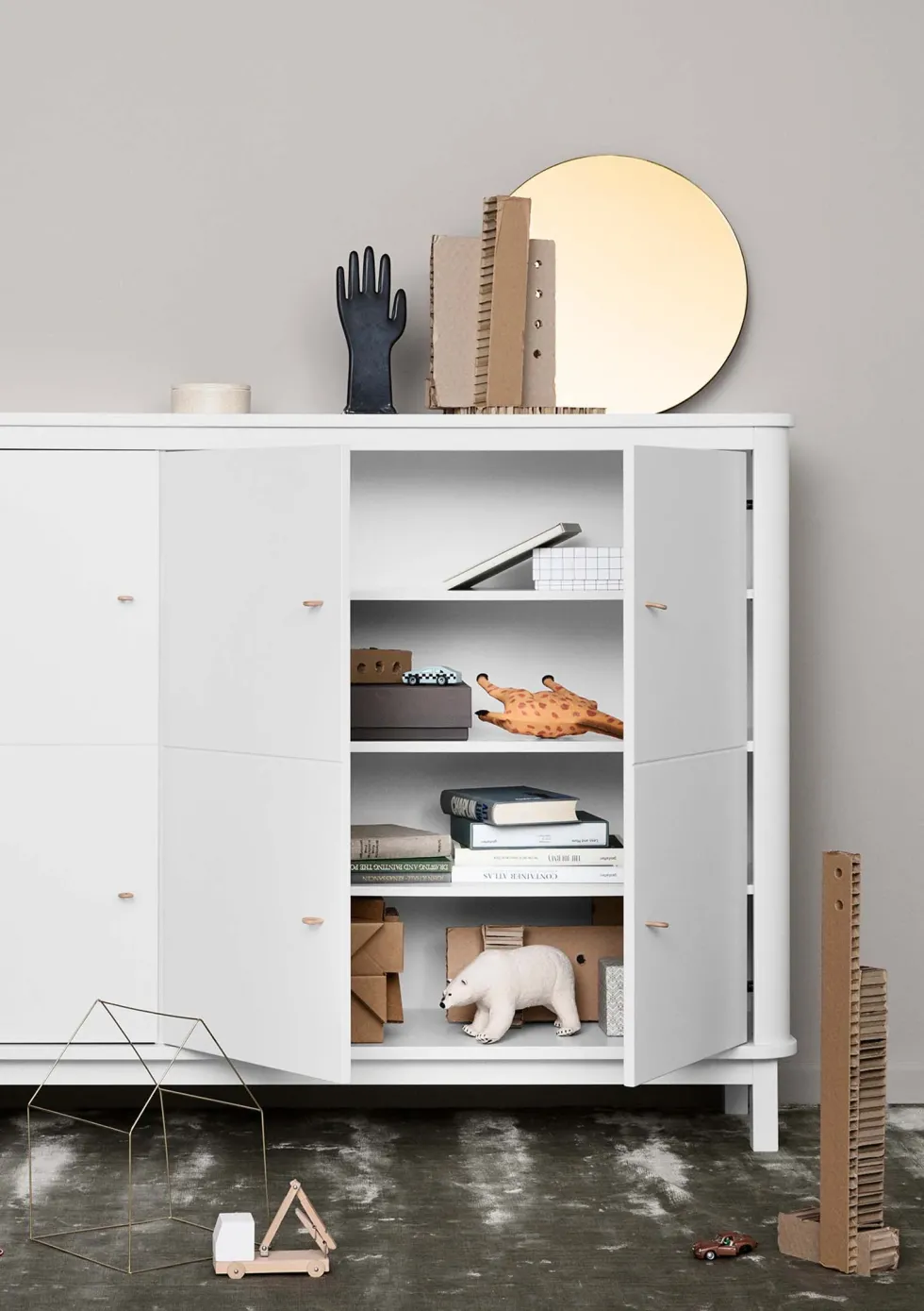 Multi-Schrank 'Wood' 3-türig weiss