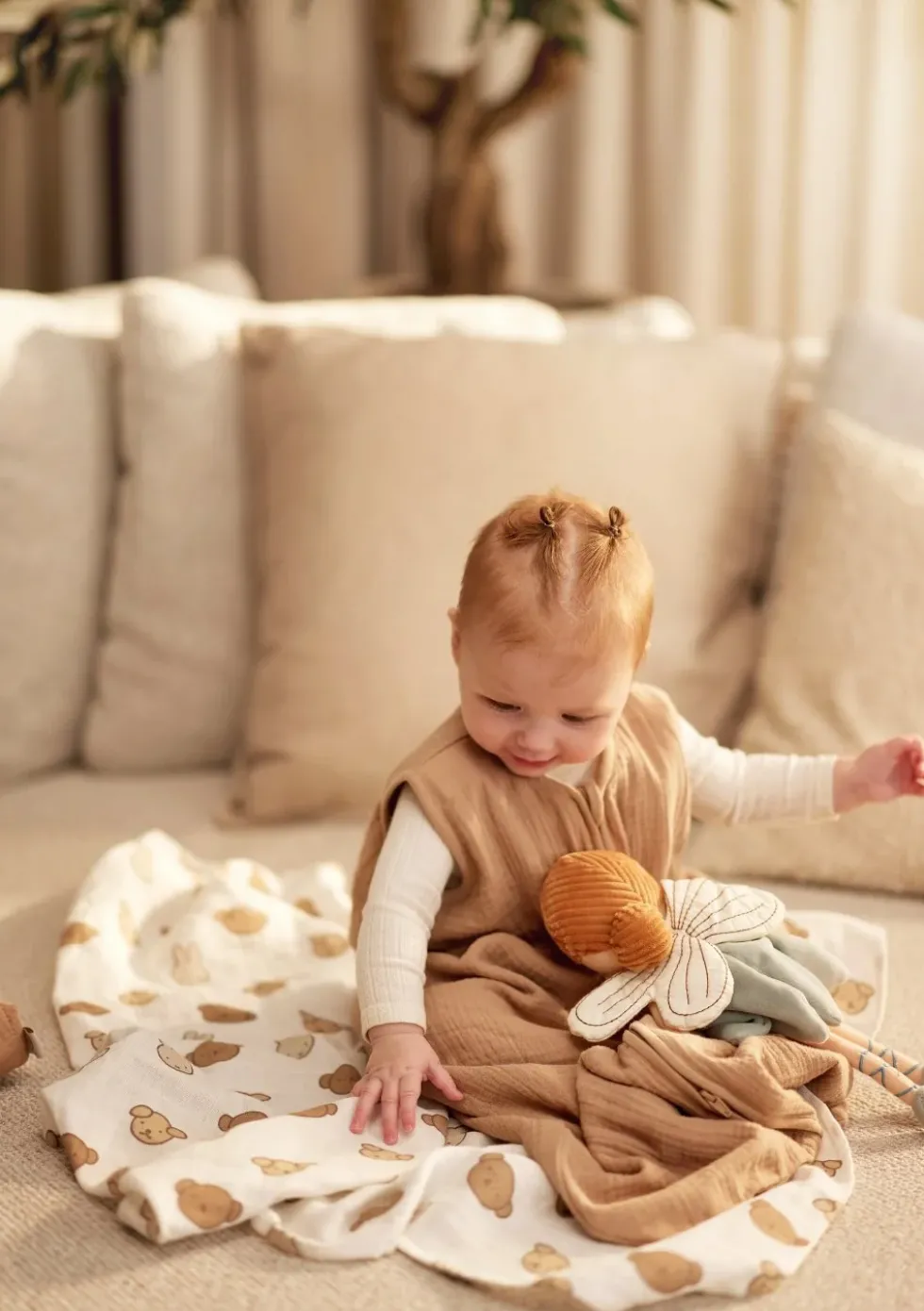 Musselin Baby Schlafsack TOG 0,5 Biscuit