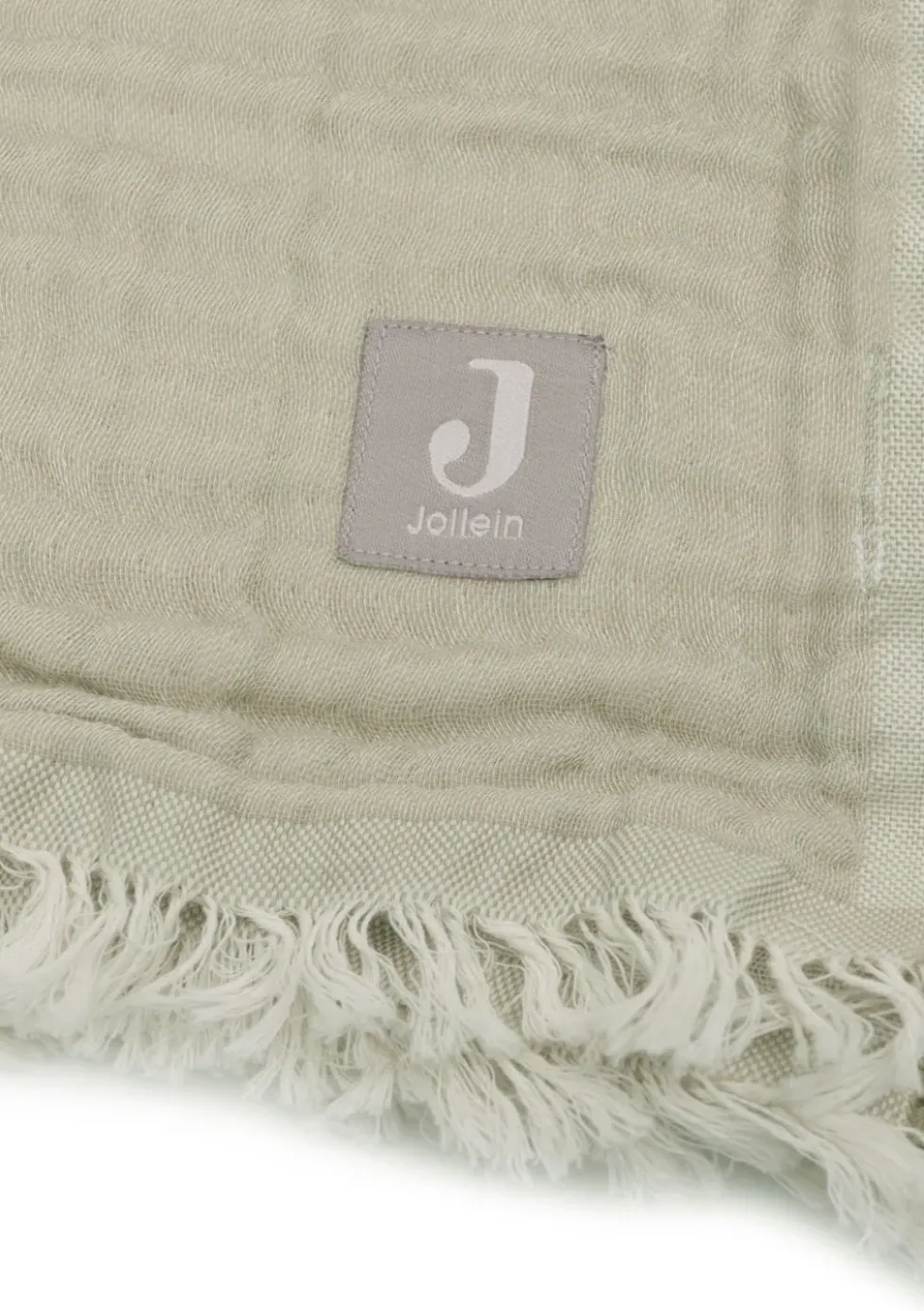 Musselin Decke Wiege 'Fringe' Olive Green 100 x 75 cm
