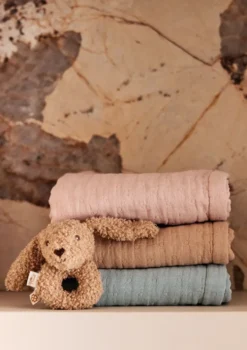 Musselin Decke Wiege 'Jacquard' Biscuit 100 x 75 cm