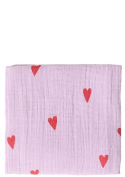 Musselin Mulltuch 'Swaddle Print Medium' Purple Hearts 70 x 70 cm