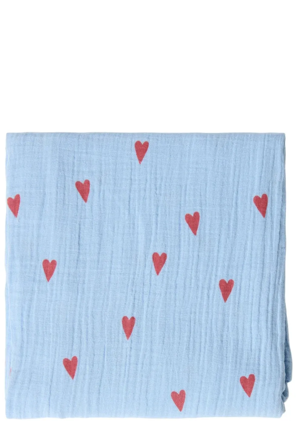 Musselin Mulltuch 'Swaddle Print Large' Light Blue Hearts 120 x 120 cm