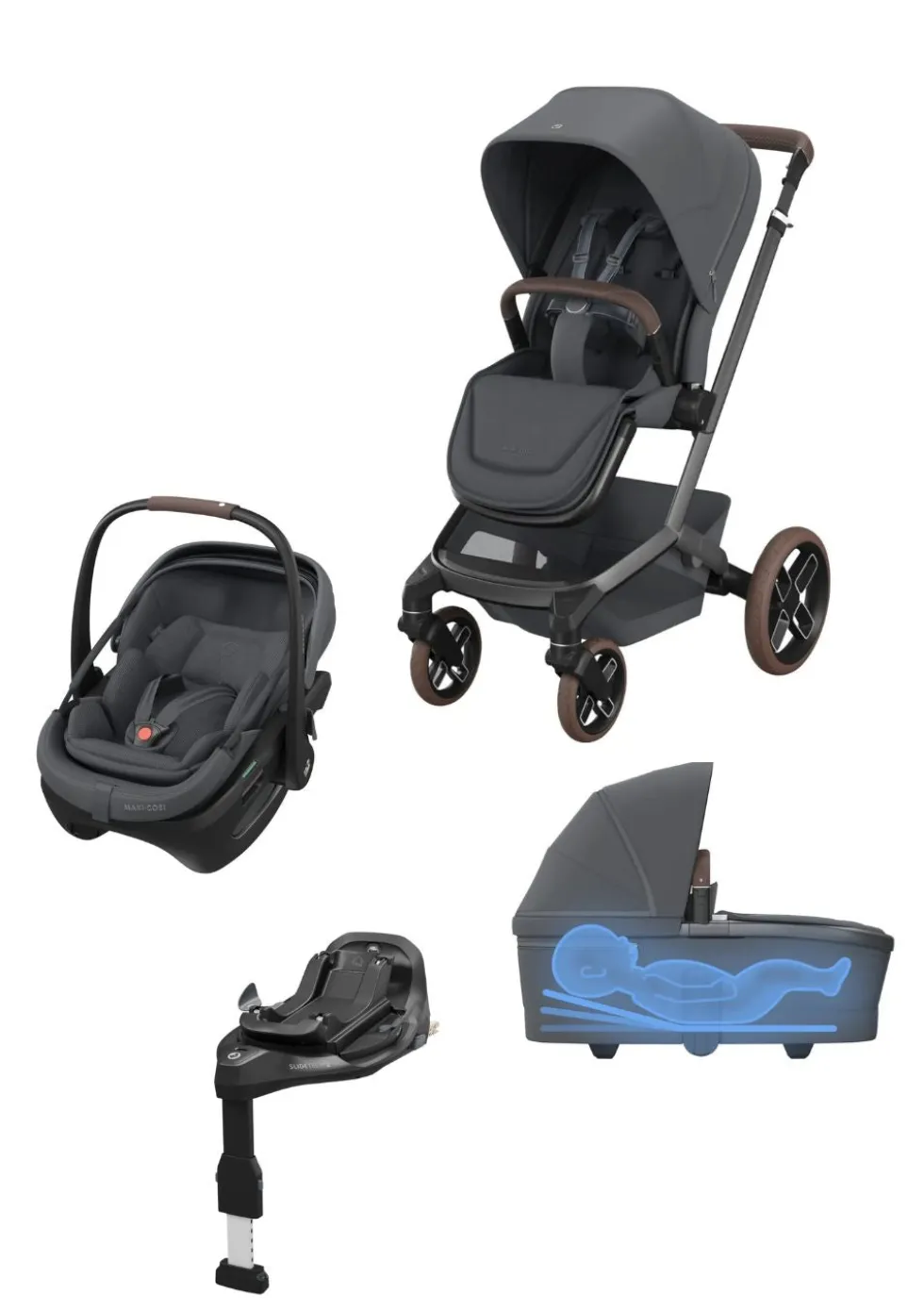 Newborn Travel Bundle 'Fame + Coral Slide Pro' Moon Graphite