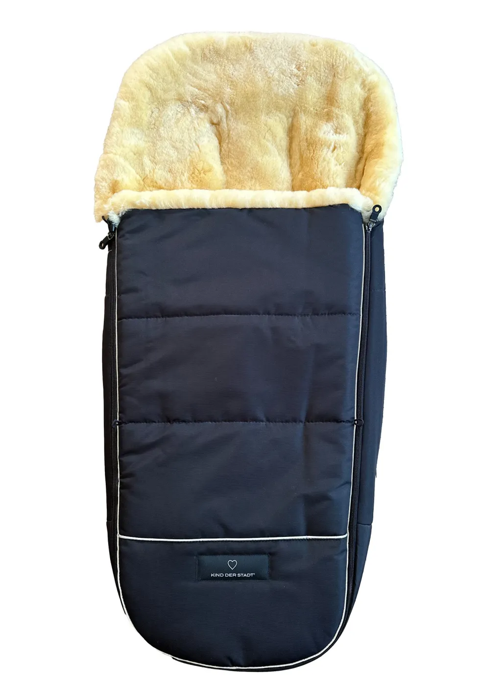 Premium Lammfell-Fußsack midnight black