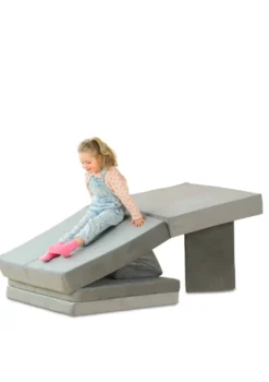 Spielsofa Velours Mond Grau