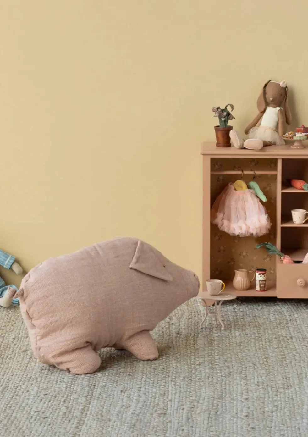 Stofftier 'Polly Pork' rosa-kariert medium