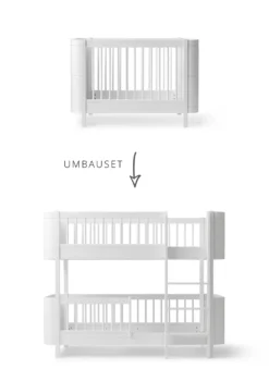 Umbauset für 'Wood Mini+' Babybett inkl. Junior-Erweiterung zum halbhohen Etagenbett Weiß
