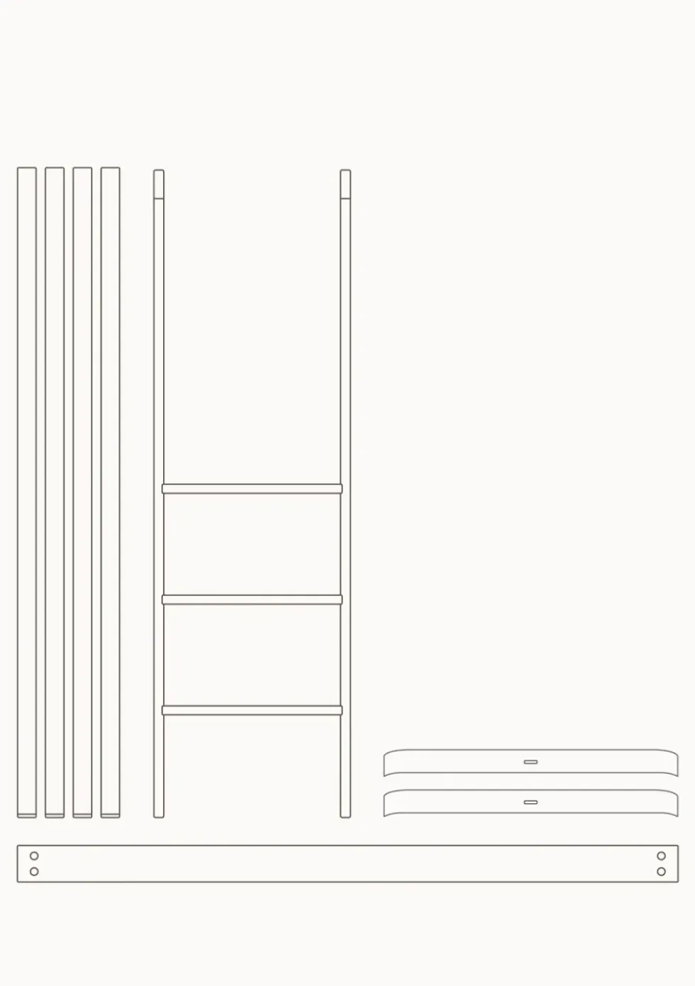 Umbauset für 'Wood Mini+' Babybett inkl. Junior-Erweiterung zum halbhohen Hochbett Eiche