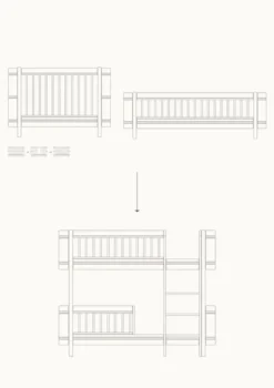 Umbauset für 'Wood Mini+' Baby- und Juniorbett zum halbhohen Etagenbett Eiche