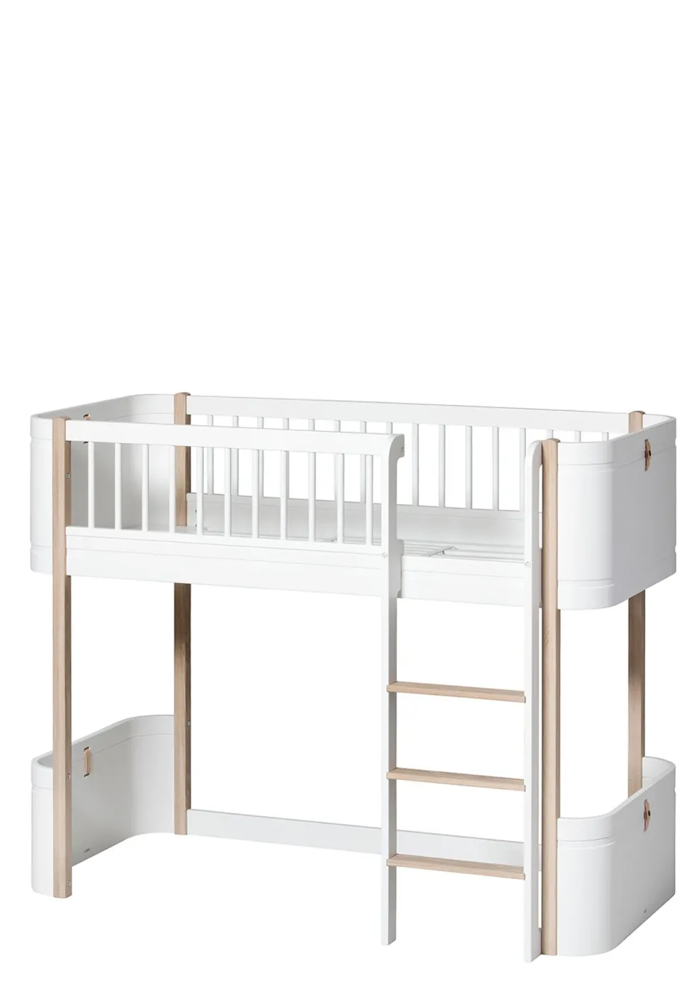 Umbauset für 'Wood Mini+' Hausbett zum halbhohen Hochbett Weiß/Eiche