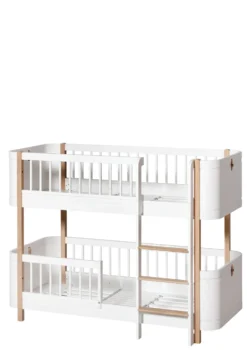 Umbauset für 'Wood Mini+' Hausbett zum halbhohen Etagenbett Weiß/Eiche