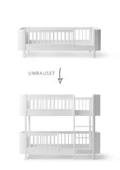Umbauset für 'Wood Mini+' Juniorbett zum halbhohen Etagenbett Weiß
