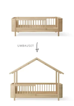 Umbauset für 'Wood Mini+' Juniorbett zum Hausbett Eiche