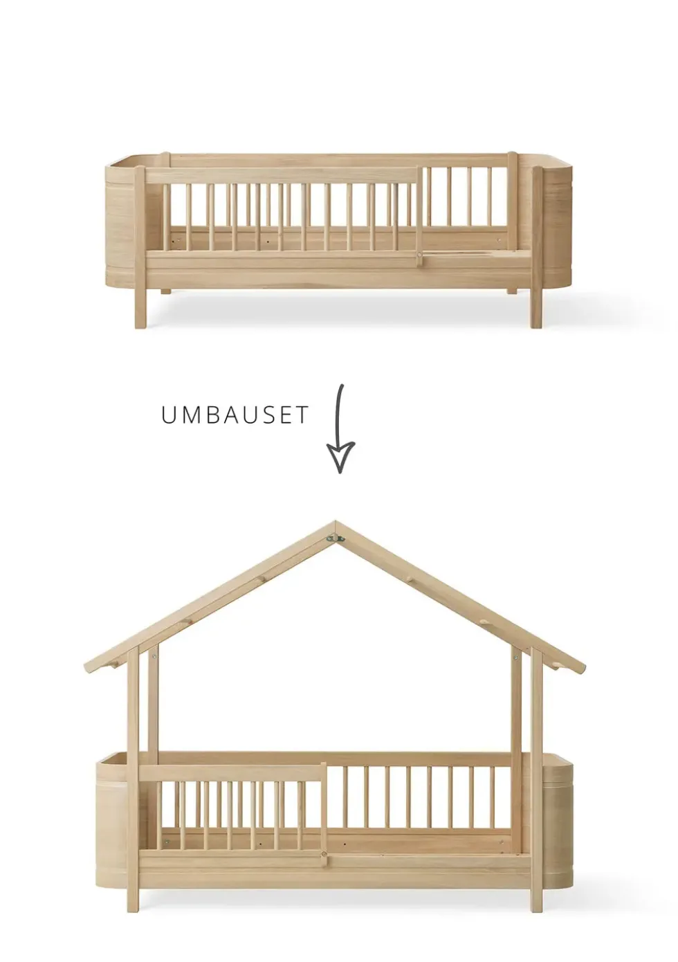 Umbauset für 'Wood Mini+' Juniorbett zum Hausbett Eiche